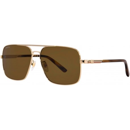 GG1289S 002 Gold/Brown Square 62mm Men's Sunglasses