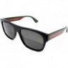 0341 Black Web Stripe Square POLARIZED Sunglasses