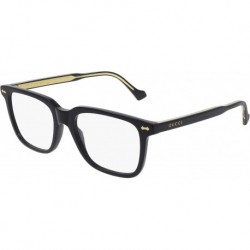 Gucci-Logo GG0737O 005 Eyeglasses Men's Black/Gold Optical Frame 53mm