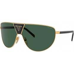 PR 69ZS 5AK05V Gold Metal Shield Sunglasses Green Lens