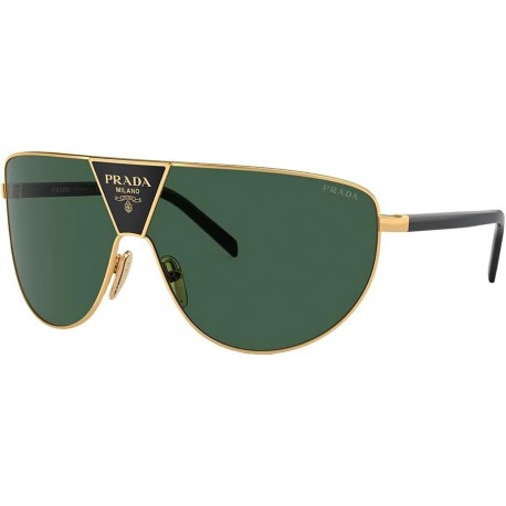 PR 69ZS 5AK05V Gold Metal Shield Sunglasses Green Lens