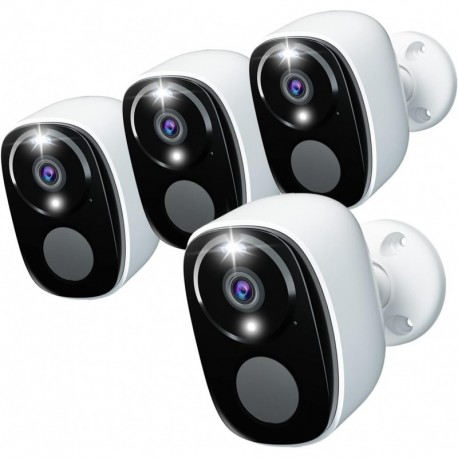 4Pack Security Cameras Wireless Outdoor, 2K Battery Powered WiFi Security Indoor Camera with Spotlig