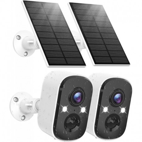 2K Security Cameras Wireless Outdoor, Solar Outdoor Camera Wireless w/PIR Human Detection, Dual-Spot
