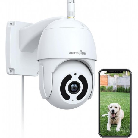 wansview Security Camera Outdoor, 1080P Pan-Tilt 360° Surveillance Waterproof WiFi Camera, Night Vis