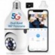 Security Camera, Full-HD 1080P 360° Panoramic 2.4G&5Ghz Wireless WiFi Camera,LED Light Bulb Camera w