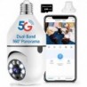 Security Camera, Full-HD 1080P 360° Panoramic 2.4G&5Ghz Wireless WiFi Camera,LED Light Bulb Camera w