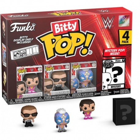 Bitty Pop! : WWE Mini Collectible Toys 4-Pack - Razor Ramon, Diesel, Rey Mysterio, & Mystery Chase F