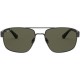 Sunglasses Ray-Ban RB3663 Rectangular Metal Shiny Gunmetal/Green