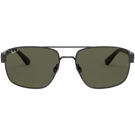 Sunglasses Ray-Ban RB3663 Rectangular Metal Shiny Gunmetal/Green