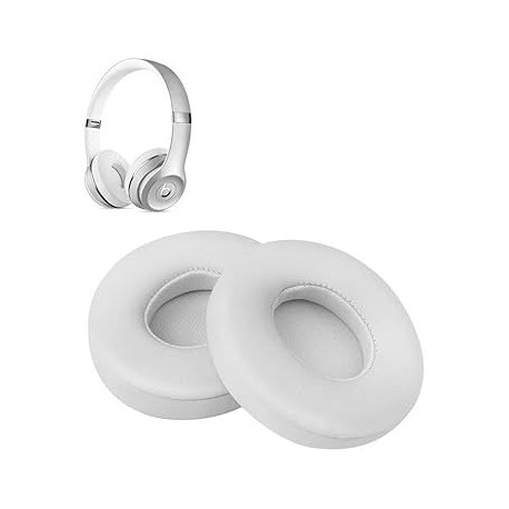 Replacement Earpad Sponge Cushions Protein Leather Memory Foam for Beats Solo2 & Solo3 Wireless (Whi