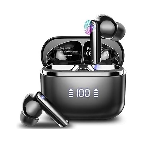 Wireless Earbuds, Bluetooth 5.3 Headphones Stereo Bass with Noise Cancelling Mic, 48Hrs Playtime in