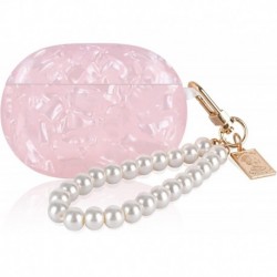 Glitter Marble Shell Design for Beats Studio Buds with Pearl Wrist Chain Keychain Sparkle Protective