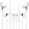 USB C Headphones Pack of 2, Type C Wired Earbuds, in-Ear Headphones with Microphone Noise Canceling