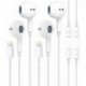 2 Packs-Apple Earbuds for iPhone Headphones Wired Lightning Earphones Built-in Microphone & Volume C