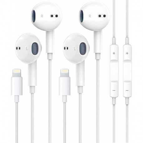 2 Packs-Apple Earbuds for iPhone Headphones Wired Lightning Earphones Built-in Microphone & Volume C