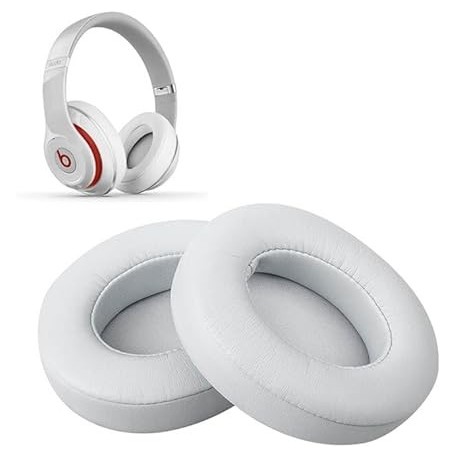 Replacement Protein Leather Ear Pads Cushions for Beats Studio 2 & 3 Wired & Wireless (White)