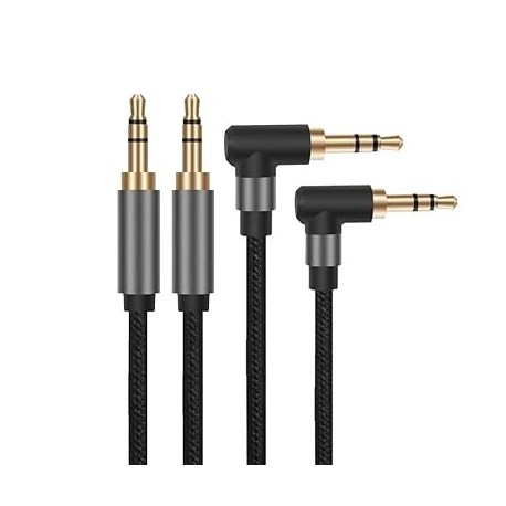 2 Pack 3.5mm Audio Cable, Right Angle TRS 3.5 mm Headphone Cable 1/8 Stereo Auxiliary AUX Cord Male