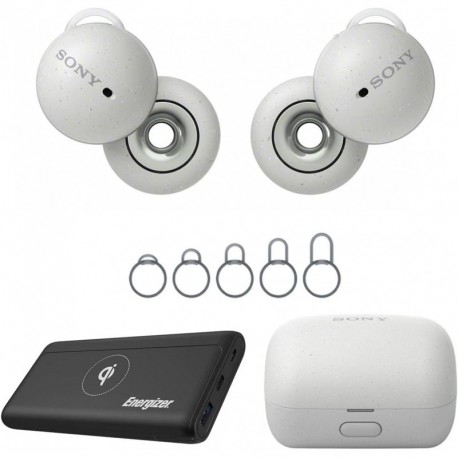 LinkBuds Truly Wireless Earbuds, White with 10000mAh Wireless Charger