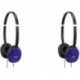 Blue Flat and Foldable Colorful Flats On Ear Headphone with 3.94 Foot Gold Plated Phone Slim Plug HA
