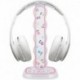CamyCosy Headphone Stand Gaming Headset Holder for Desk,Clear Tulip Flowers Pattern Cellphone Stand