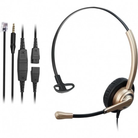 Telephone Headset with Microphone Noise Canceling, with RJ9 Jack & 3.5mm Connector for Office Call C