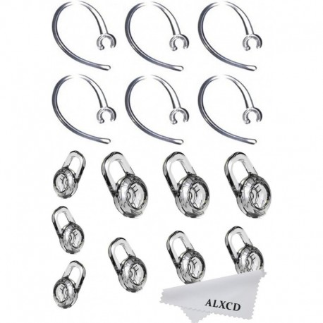 Earbud Gel & Ear Hook for Plantronics, ALXCD 9 Pcs (Small/Medium/Large) Clear Replacement Eargel & 6