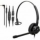 Phone Headset with 2.5mm & 3.5mm Connector for Deskphone Cell Phone PC Laptop, Mono CallCenter Offic