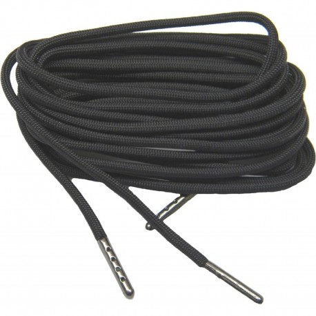 (1 Pair Pack) Coal Black 550 Paracord with Black Steel Tips Shoelaces Boot Laces