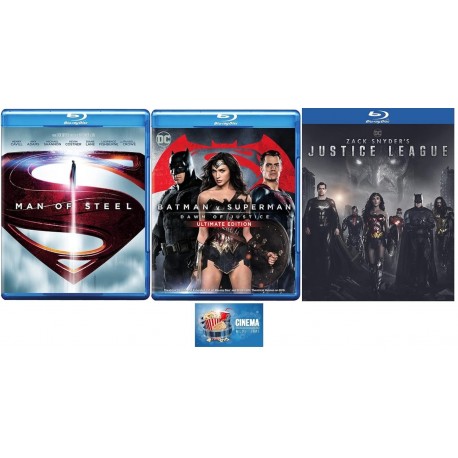 Justice League Triple Feature Man of Steel + Batman v Superman Extended Cut + Zack Snyder's Justice