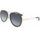 Sunglasses Gucci GG 0062S 011 Black Gold Metal Aviator Grey Gradi