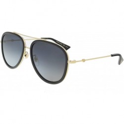Sunglasses Gucci GG 0062S 011 Black Gold Metal Aviator Grey Gradi