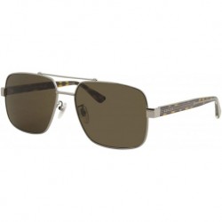 Sunglasses Gucci GG 0529S 002 Ruthenium Metal Aviator Brown Lens