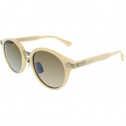 Sunglasses Gucci 0066S 002 White Horn Plastic Round Brown Lens